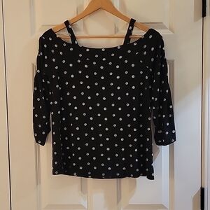 Cable & Gauge black and white polka dot top